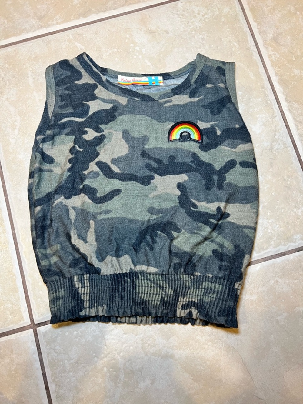 Vintage Havana Kids Olive Camo Tank with Rainbow Patch